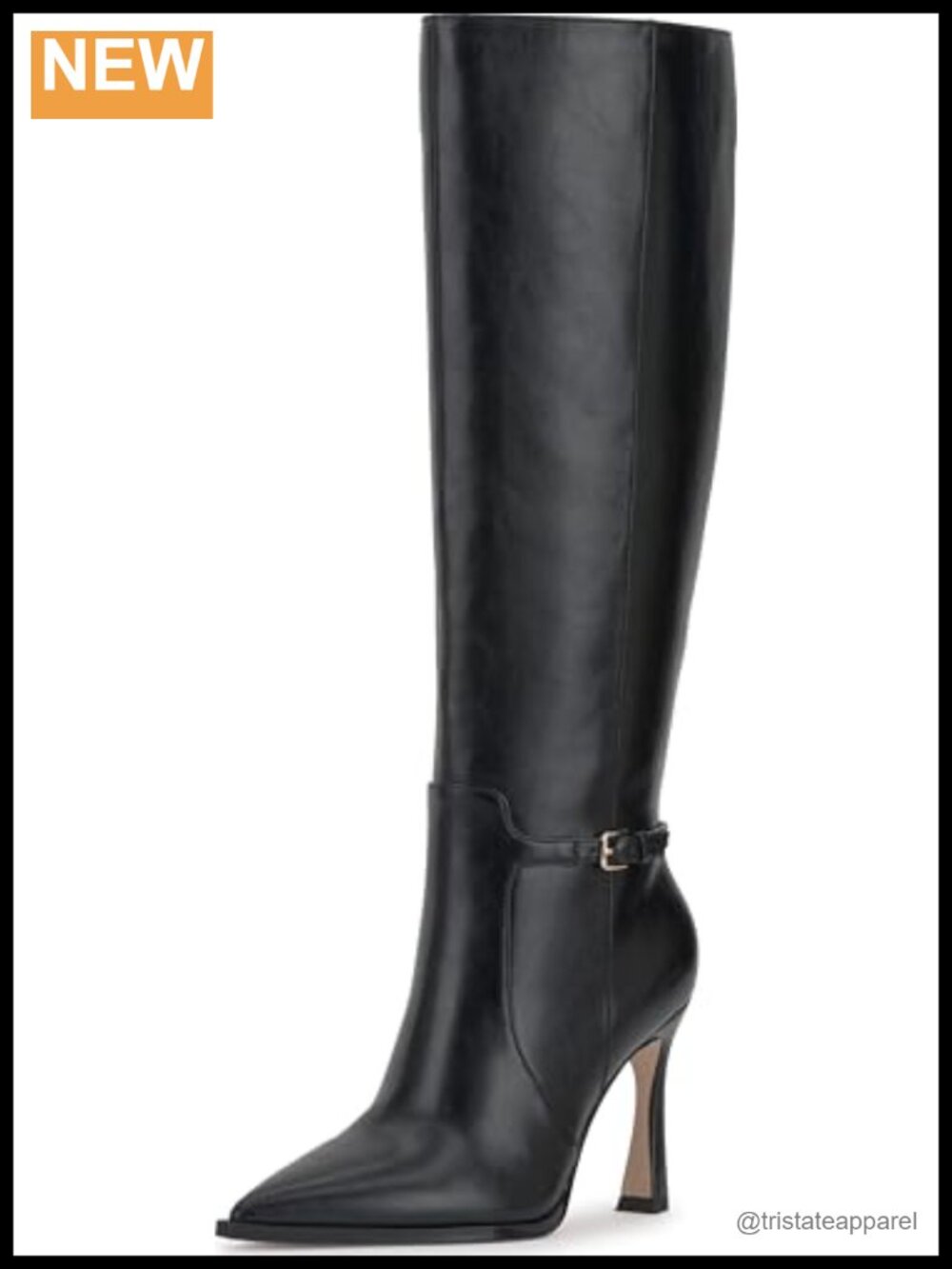Knee High Stiletto Boots with Zip Closure Faux Leather